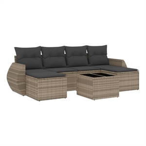 vidaXL 7 Piece Poly Rattan Sofa Set in Gray