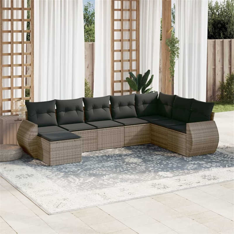 vidaXL 8 Piece Steel Large Sofa Set in Gray