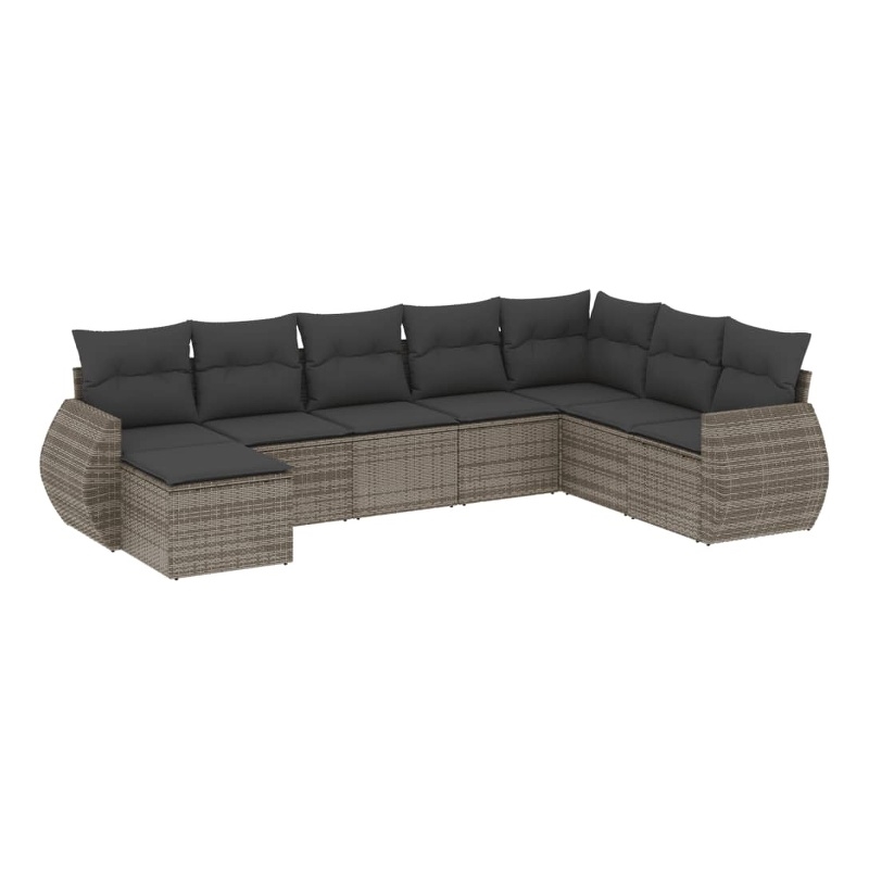 vidaXL 8 Piece Steel Large Sofa Set in Gray