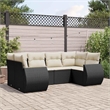 vidaXL 6 Piece Poly Rattan Sofa Set in Black/White/Cream