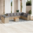 vidaXL 11 Piece Steel Sofa Set in Gray/Beige