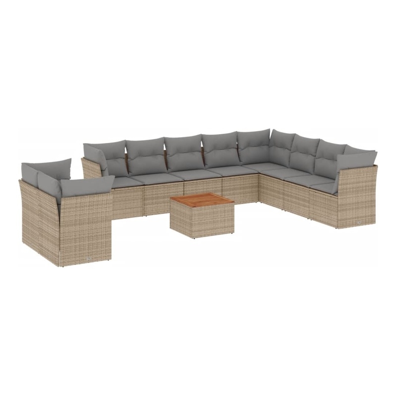 vidaXL 11 Piece Steel Sofa Set in Gray/Beige