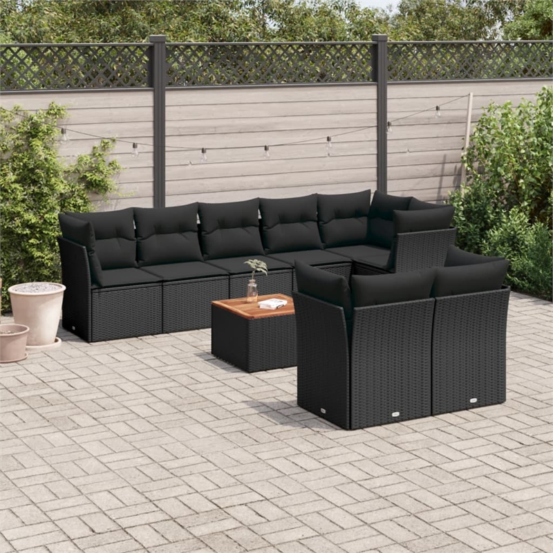 vidaXL 9 Piece Sofa Set in Black
