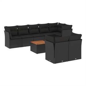 vidaXL 9 Piece Sofa Set in Black