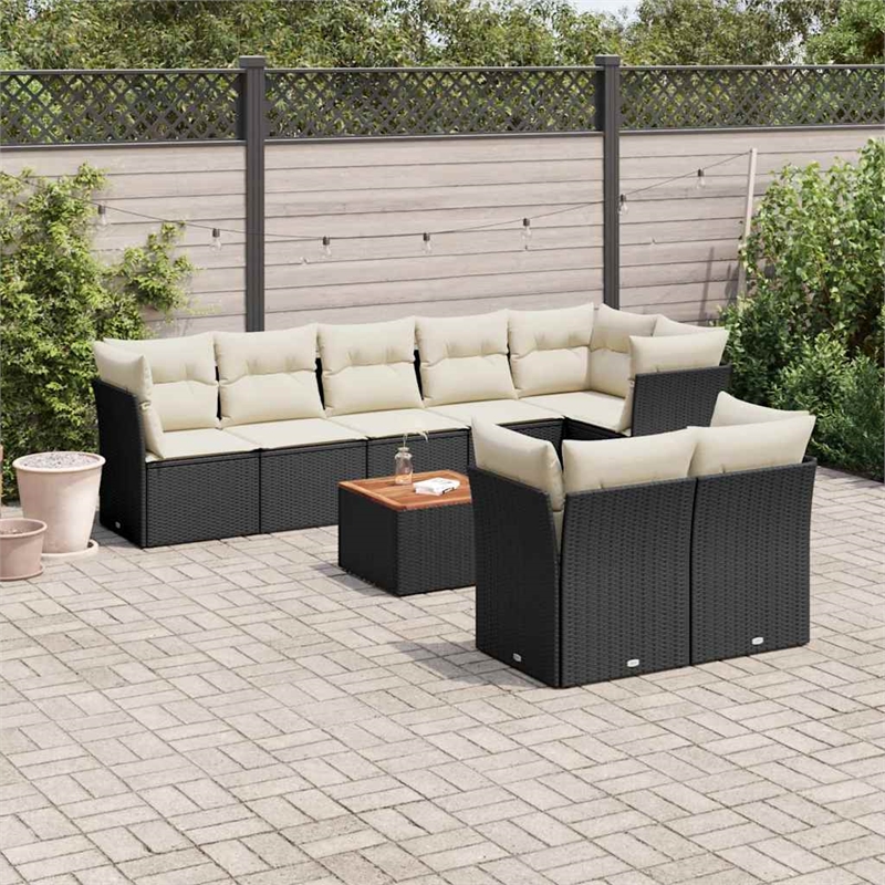 vidaXL 9 Piece Sofa Set in Black/White/Cream