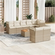 vidaXL 9 Piece Poly Rattan Sofa Set in Beige