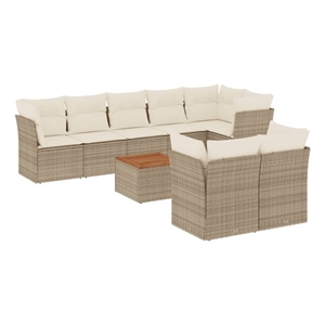 vidaXL 9 Piece Poly Rattan Sofa Set in Beige