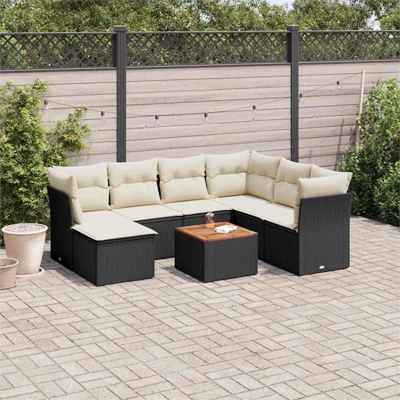 vidaXL 8 Piece Poly Rattan Sofa Set in Black