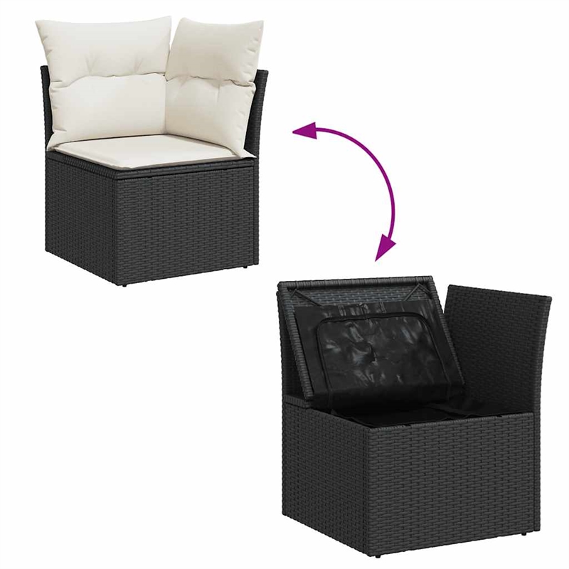 vidaXL 8 Piece Poly Rattan Sofa Set in Black