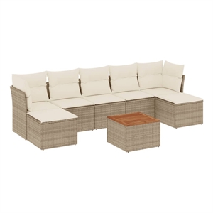 vidaXL 8 Piece Poly Rattan Large Sofa Set in Beige