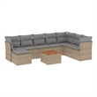 vidaXL 9 Piece Solid Acacia Wood Sofa Set in Gray/Beige