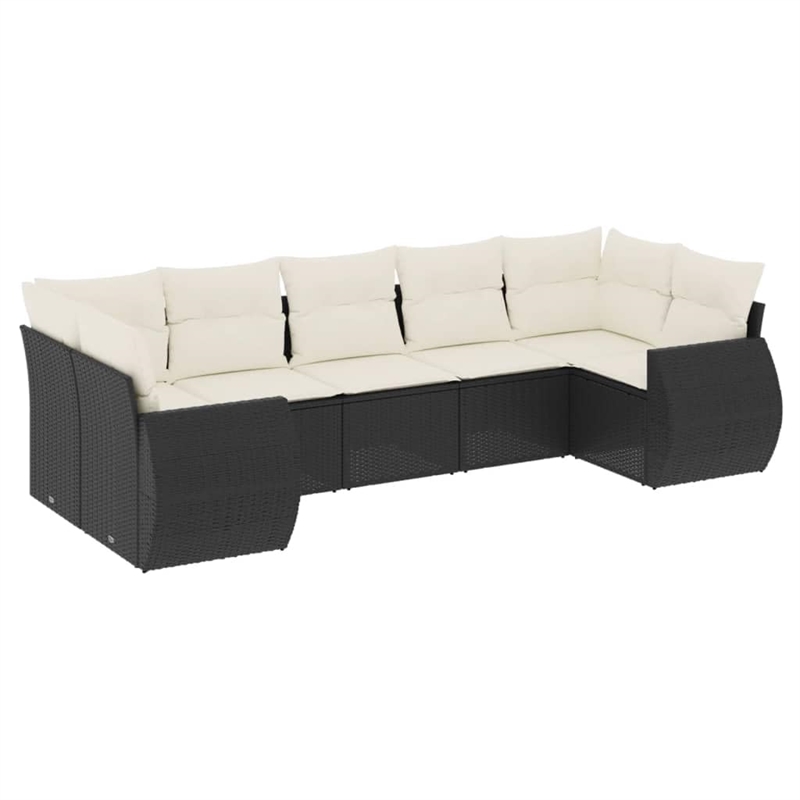 vidaXL 7 Piece Steel Sofa Set in Black