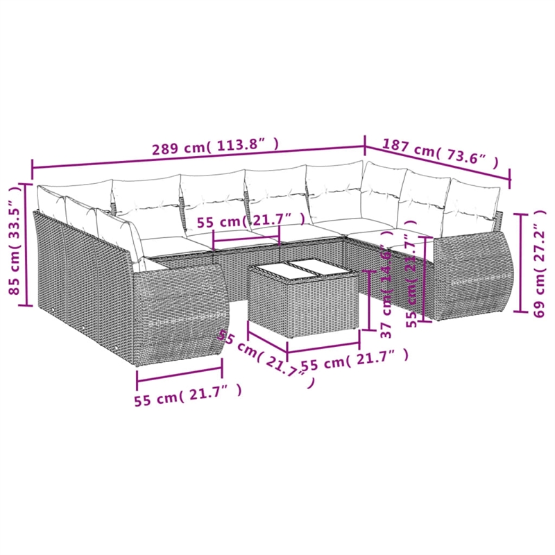 vidaXL Steel Small Sofa Set in Beige