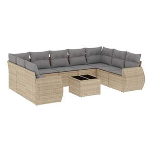 vidaXL Steel Small Sofa Set in Beige