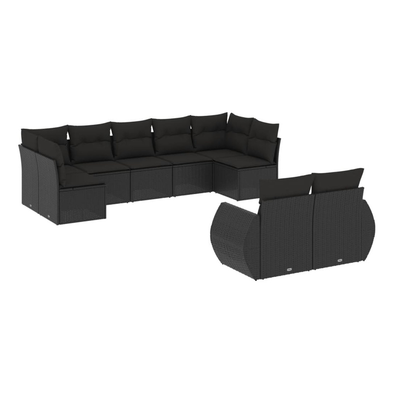 vidaXL 9 Piece Steel Sofa Set in Black