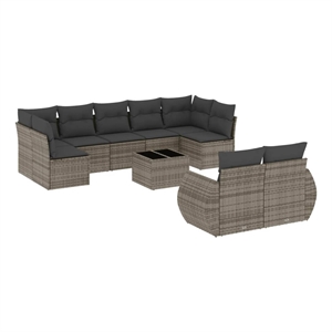 vidaXL 10 Piece Steel Medium Sofa Set in Gray