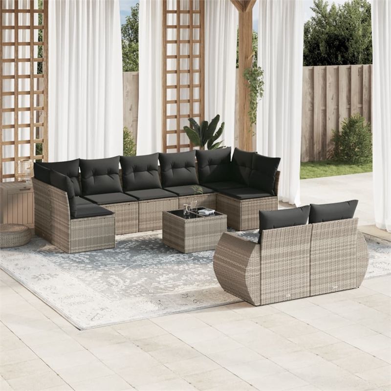 vidaXL 10 Piece Steel Sofa Set in Gray