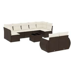 vidaXL 10 Piece Sofa Set in White/Brown/Cream