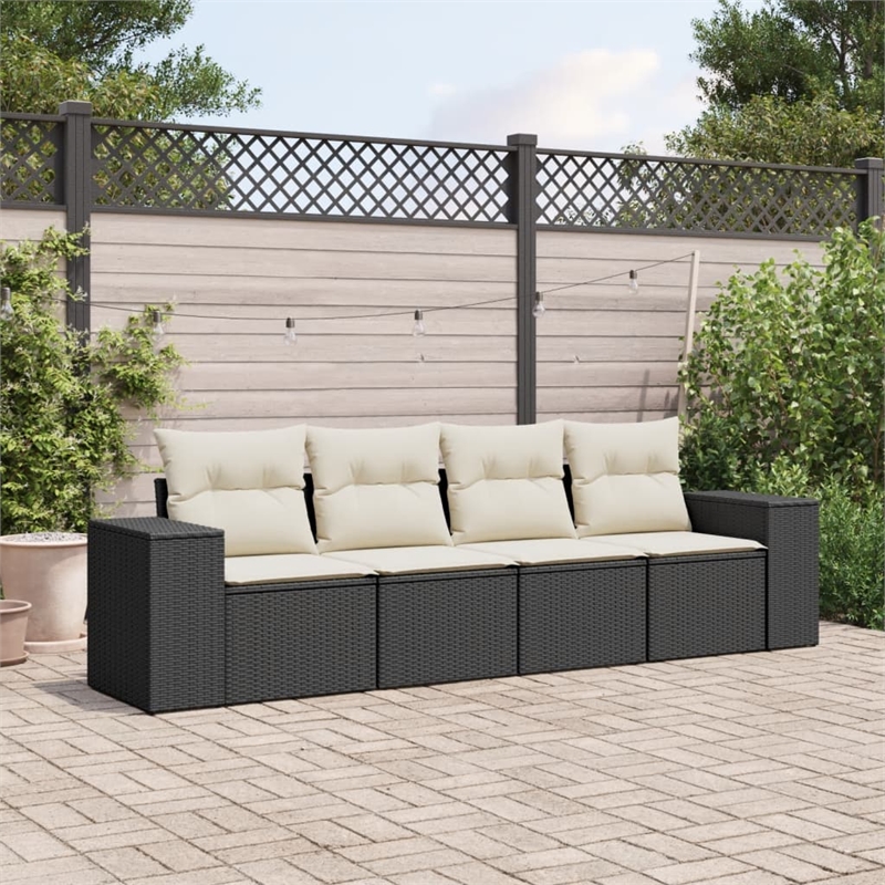 vidaXL 4 Piece Sofa Set in Black/White/Cream