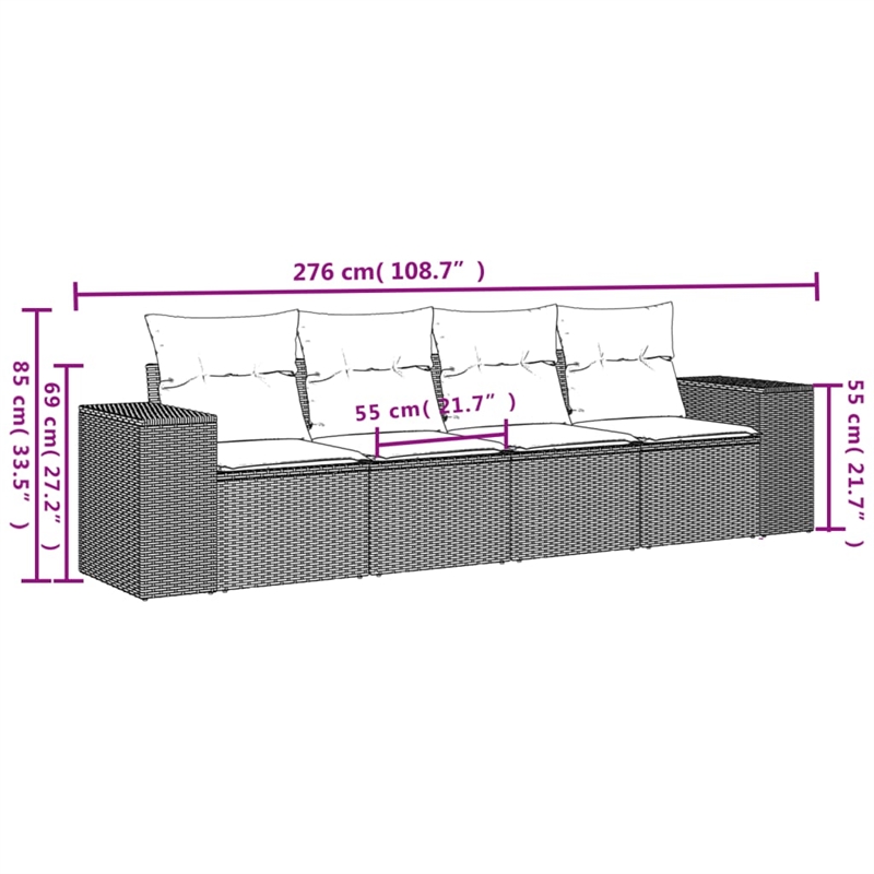 vidaXL 4 Piece Sofa Set in Black/White/Cream