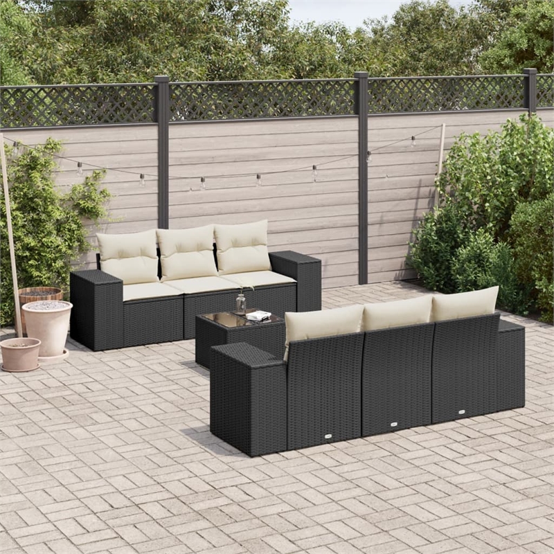 vidaXL 7 Piece Steel Sofa Set in Black
