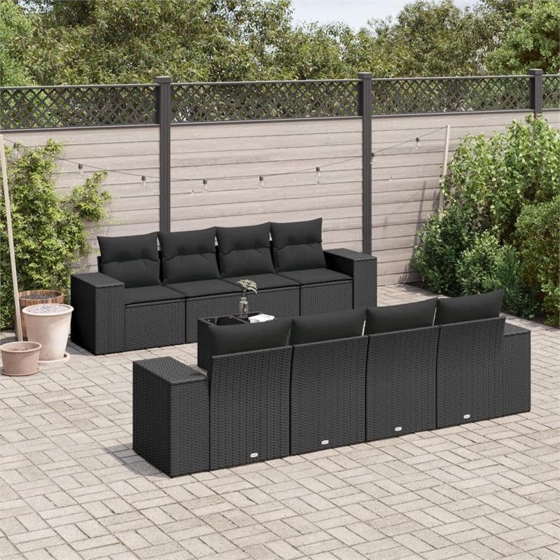vidaXL 9 Piece Steel Sofa Set in Black
