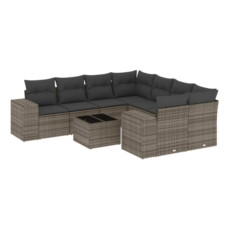 vidaXL 9 Piece Poly Rattan Sofa Set in Gray