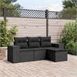 vidaXL 4 Piece Poly Rattan Standard Sofa Set in Black