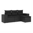 vidaXL 4 Piece Poly Rattan Standard Sofa Set in Black