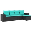 vidaXL 5 Piece Steel Patio Sofa Set in Black/Blue