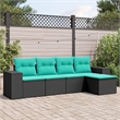vidaXL 5 Piece Steel Patio Sofa Set in Black/Blue
