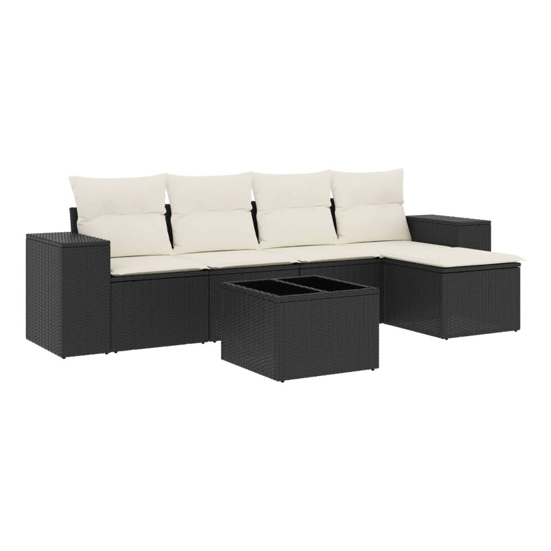 vidaXL 6 Piece Steel Sofa Set in Black