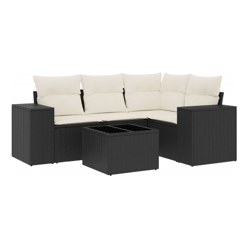 vidaXL 5 Piece Steel Sofa Set in Black