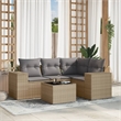vidaXL 5 Piece Steel Sofa Set in Gray/Beige