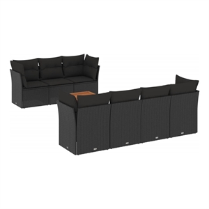 vidaXL 8 Piece Solid Acacia Wood Sofa Set in Black
