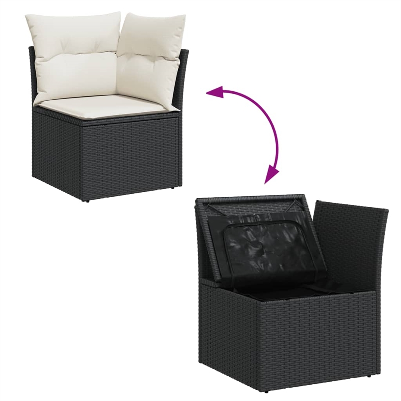 vidaXL 8 Piece Steel Small Sofa Set in Black
