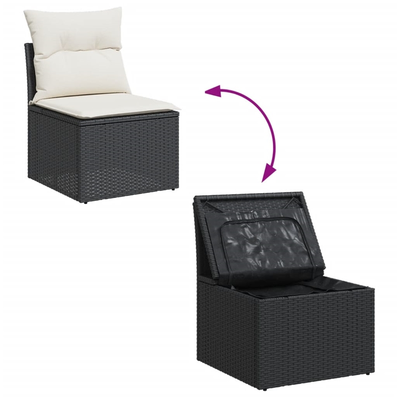 vidaXL 8 Piece Steel Small Sofa Set in Black
