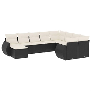 vidaXL 10 Piece Poly Rattan Sofa Set in Black