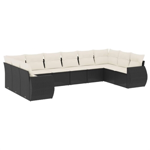vidaXL 10 Piece Poly Rattan Large Sofa Set in Black
