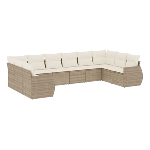 vidaXL 10 Piece Poly Rattan Sofa Set in White/Cream/Beige