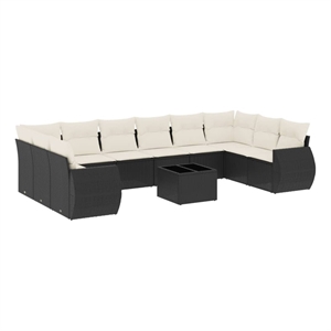 vidaXL 11 Piece Poly Rattan Sofa Set in Black