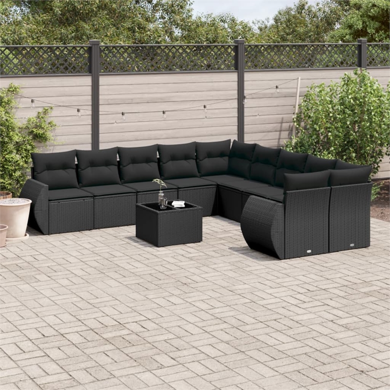 vidaXL 11 Piece Steel Sofa Set in Black
