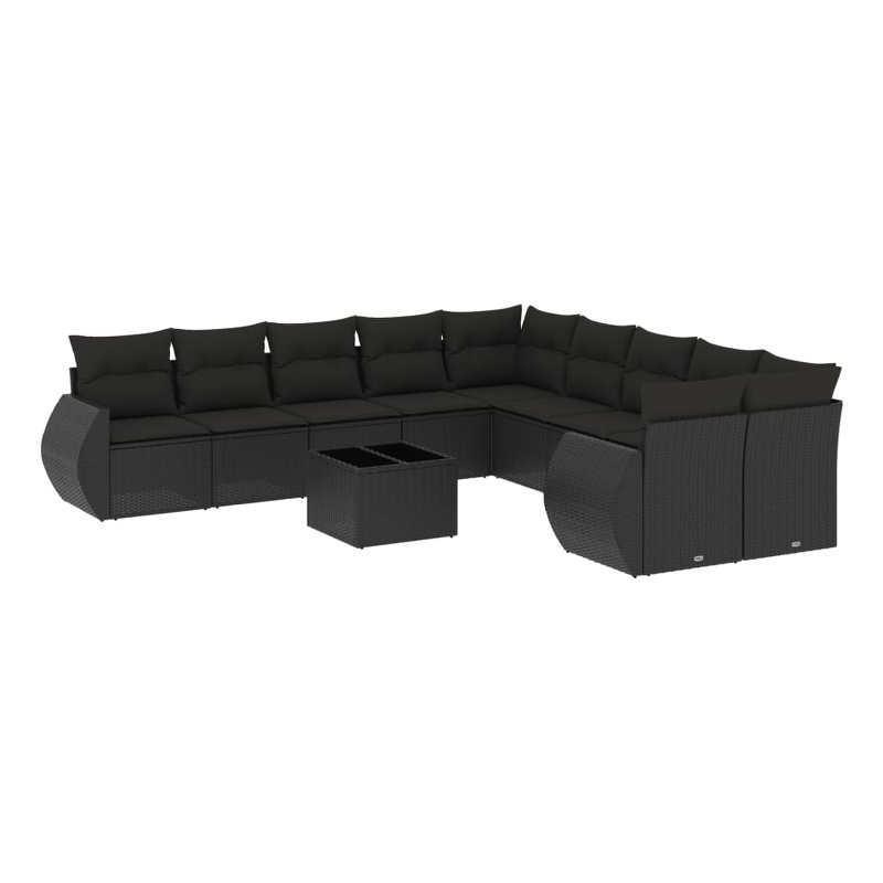 vidaXL 11 Piece Steel Sofa Set in Black
