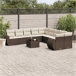 vidaXL 11 Piece Poly Rattan Sofa Set in Brown/Cream