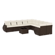 vidaXL 11 Piece Poly Rattan Sofa Set in Brown/Cream