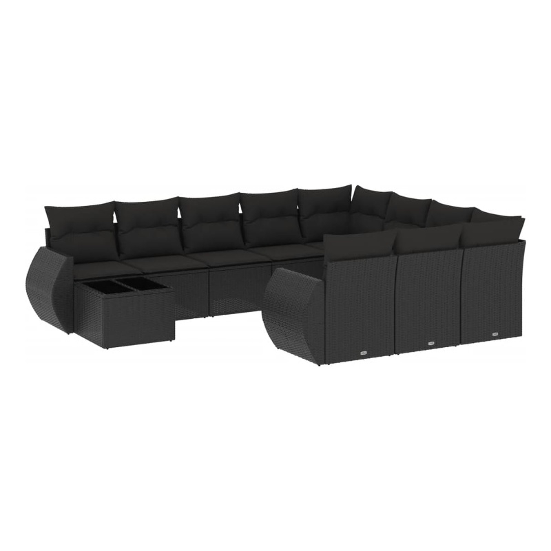 vidaXL 11 Piece Poly Rattan Sofa Set in Black