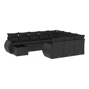 vidaXL 11 Piece Poly Rattan Sofa Set in Black