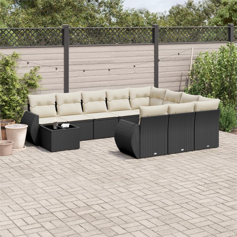 vidaXL 11 Piece Sofa Set in Black/White/Cream