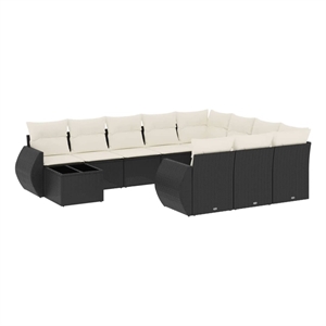 vidaXL 11 Piece Sofa Set in Black/White/Cream