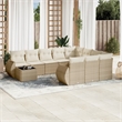 vidaXL 11 Piece Poly Rattan Sofa Set in White/Cream/Beige